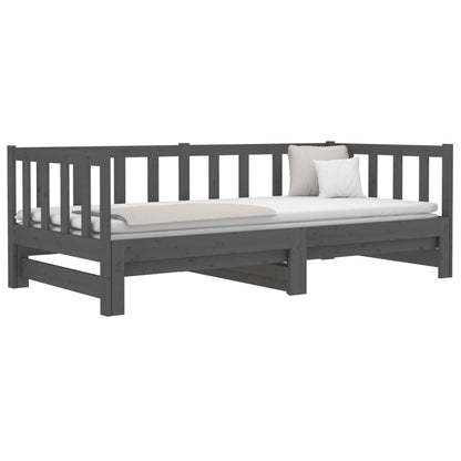 Sofá-cama de puxar 2x(80x200) cm pinho maciço cinza