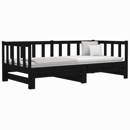 Sofá-cama de puxar 2x(80x200) cm pinho maciço preto