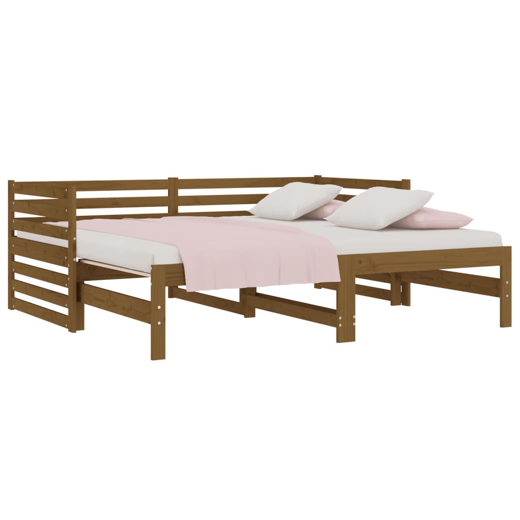 Sofá-cama puxar 2x(80x200) cm pinho maciço castanho mel