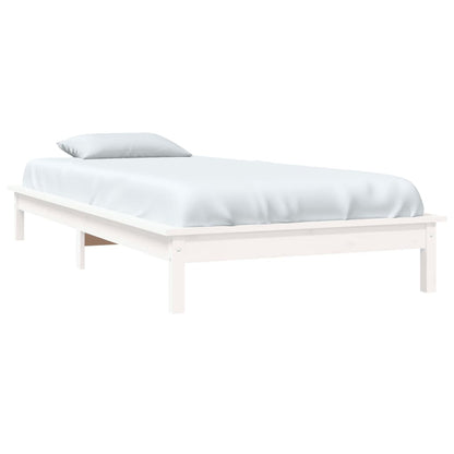 Estrutura de cama 90x200 cm pinho maciço branco