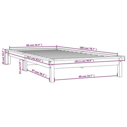 Estrutura de cama 90x200 cm pinho maciço branco