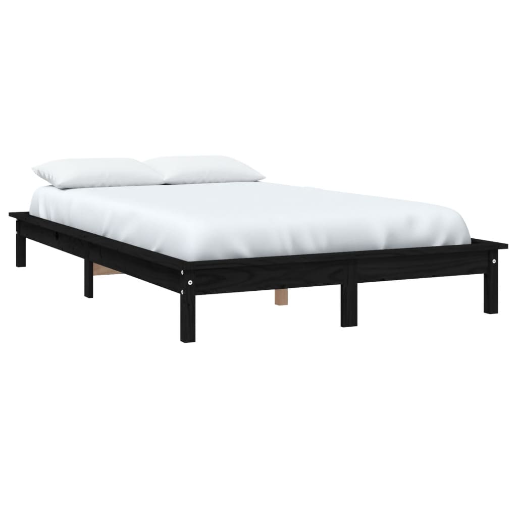 Estrutura de cama 120x200 cm pinho maciço preto