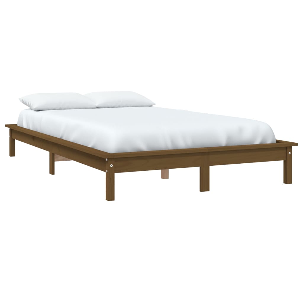 Estrutura cama king 150x200 cm madeira maciça castanho-mel