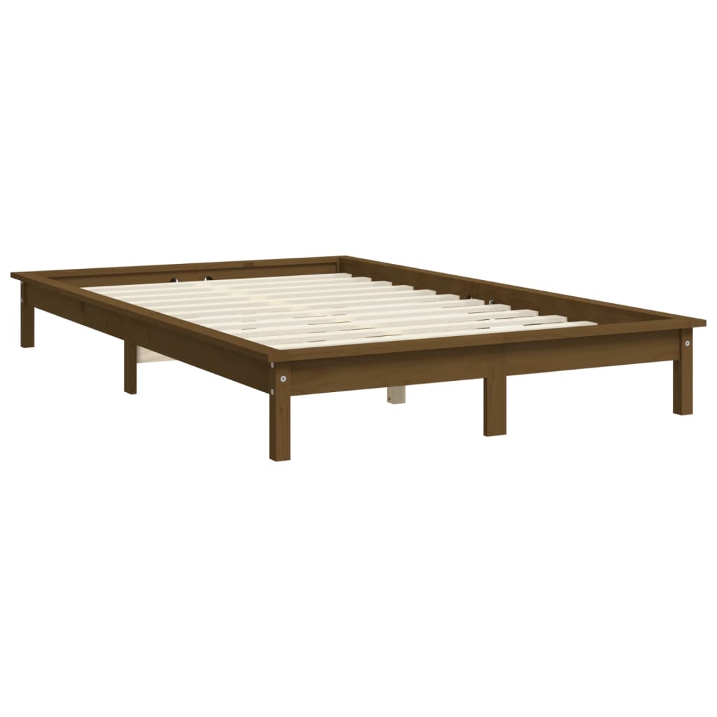 Estrutura cama king 150x200 cm madeira maciça castanho-mel