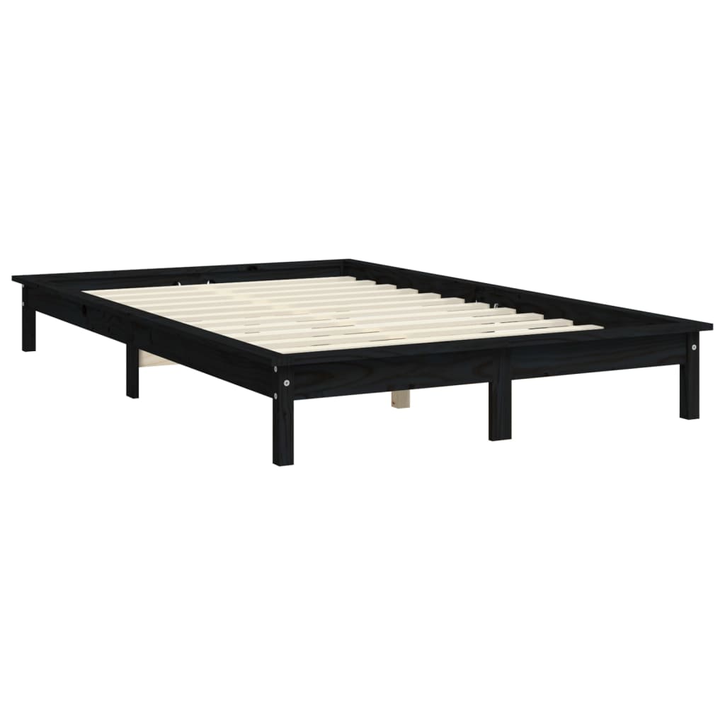 Estrutura de cama king 150x200 cm pinho maciço preto