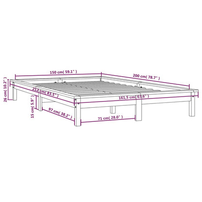 Estrutura de cama king 150x200 cm pinho maciço preto