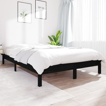 Estrutura de cama king 150x200 cm pinho maciço preto