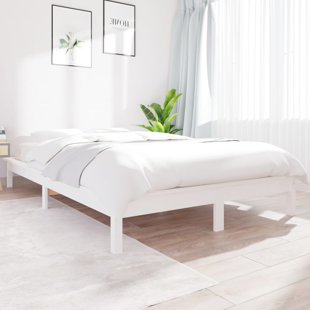 Estrutura de cama super king 180x200 cm pinho maciço branco