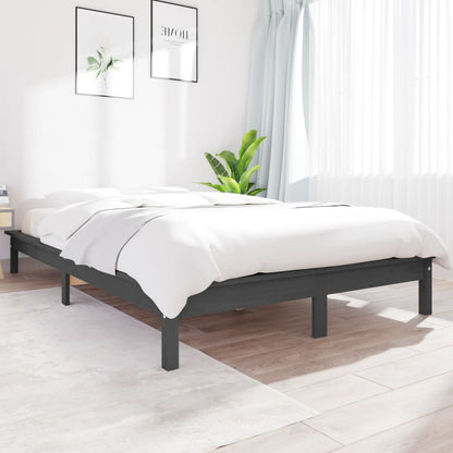 Estrutura de cama super king 180x200 cm pinho maciço cinzento