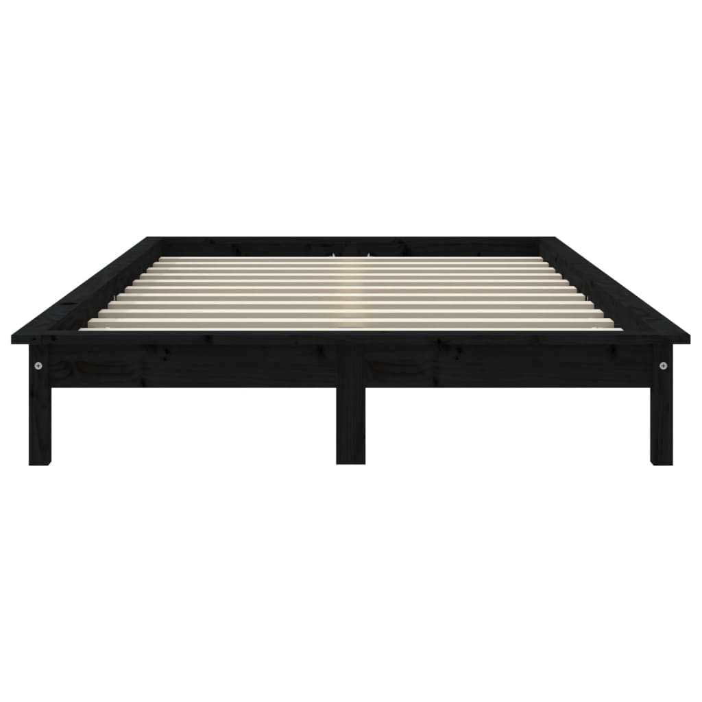 Estrutura de cama super king 180x200 cm pinho maciço preto