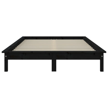 Estrutura de cama super king 180x200 cm pinho maciço preto