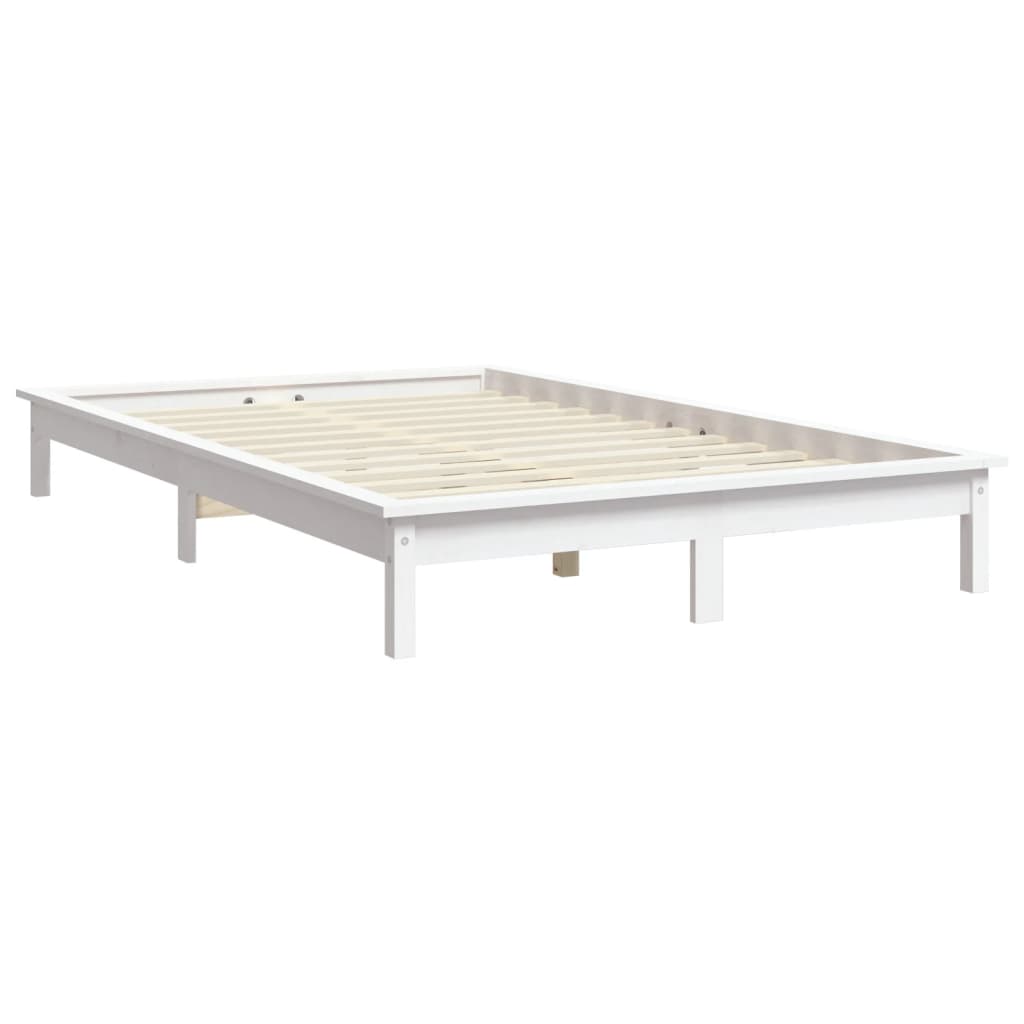 Estrutura de cama 200x200 cm madeira de pinho maciça branco