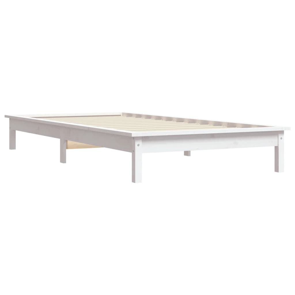 Estrutura de cama de solteiro 90x190 cm pinho maciço branco