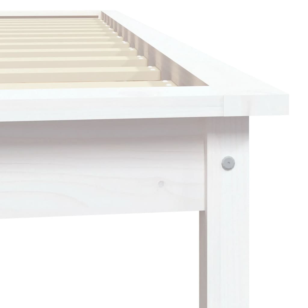 Estrutura de cama de solteiro 90x190 cm pinho maciço branco