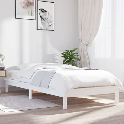 Estrutura de cama de solteiro 90x190 cm pinho maciço branco