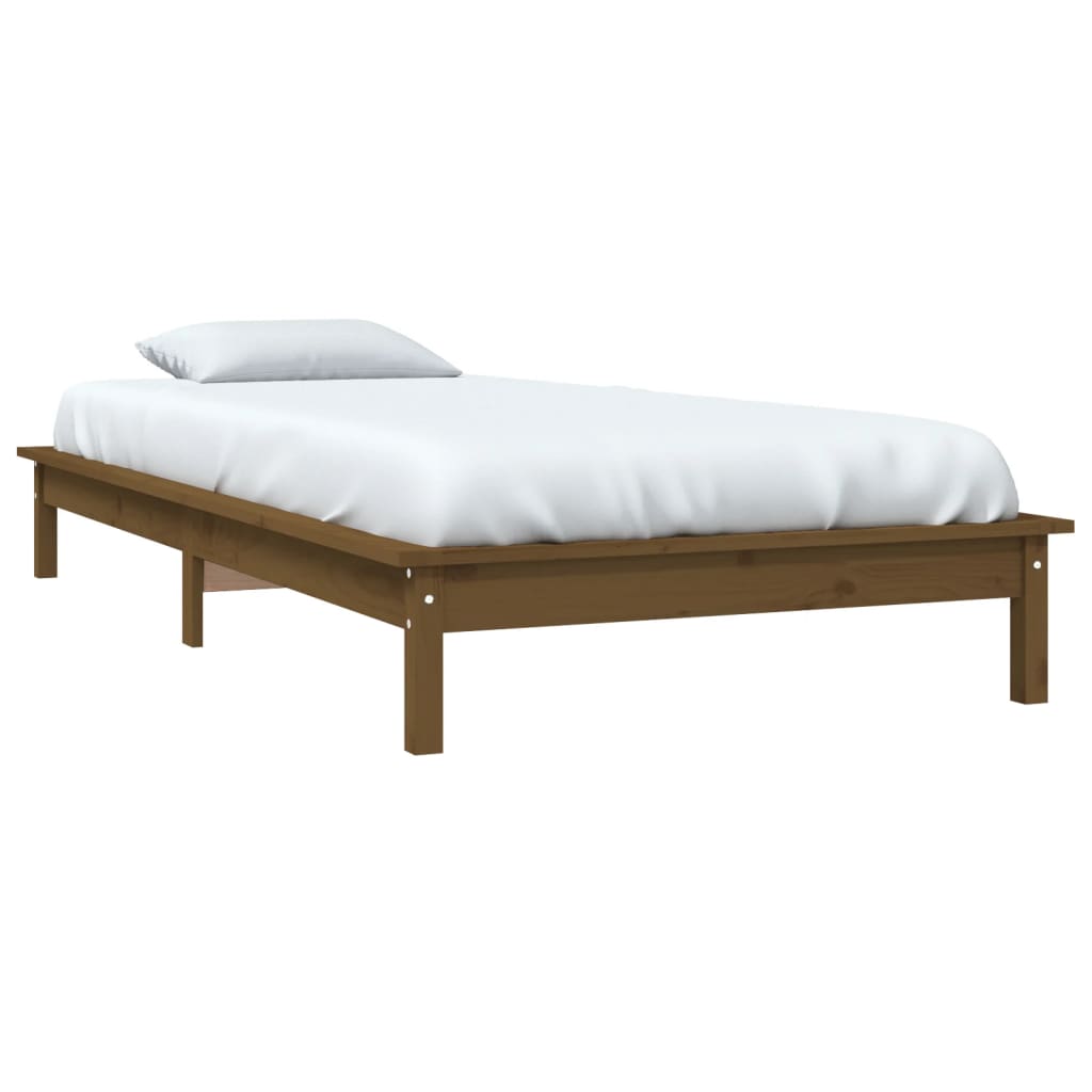 Estrutura de cama solteiro 90x190 cm pinho maciço castanho mel