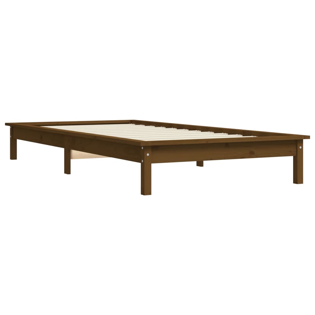 Estrutura de cama solteiro 90x190 cm pinho maciço castanho mel