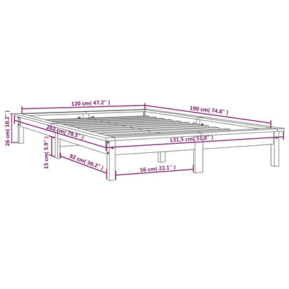 Estrutura cama de casal pequena 120x190 cm pinho maciço branco