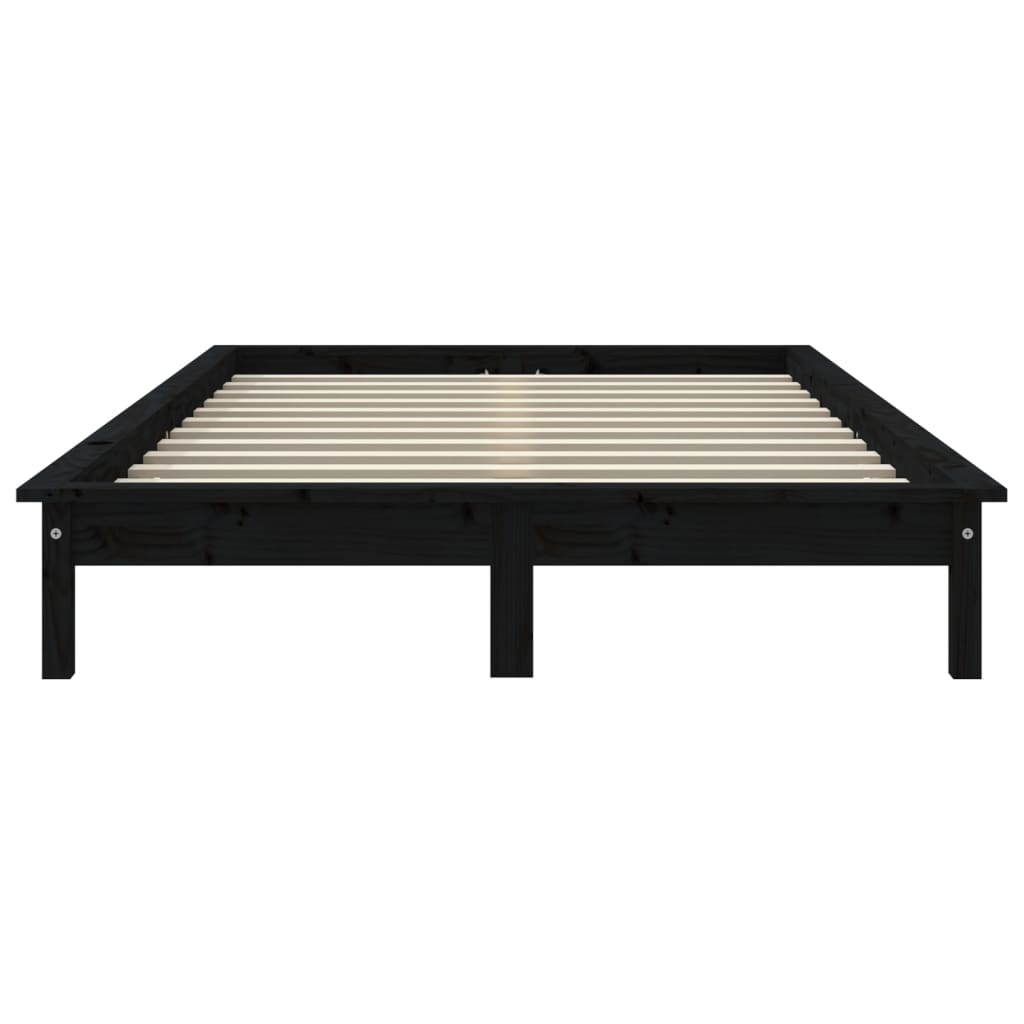 Estrutura cama pequena de casal 120x190 cm pinho maciço preto