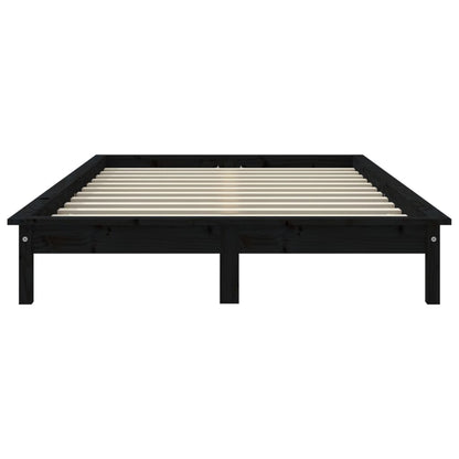 Estrutura cama pequena de casal 120x190 cm pinho maciço preto