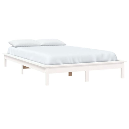 Estrutura de cama de casal 135x190 cm pinho maciço branco