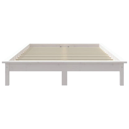 Estrutura de cama de casal 135x190 cm pinho maciço branco