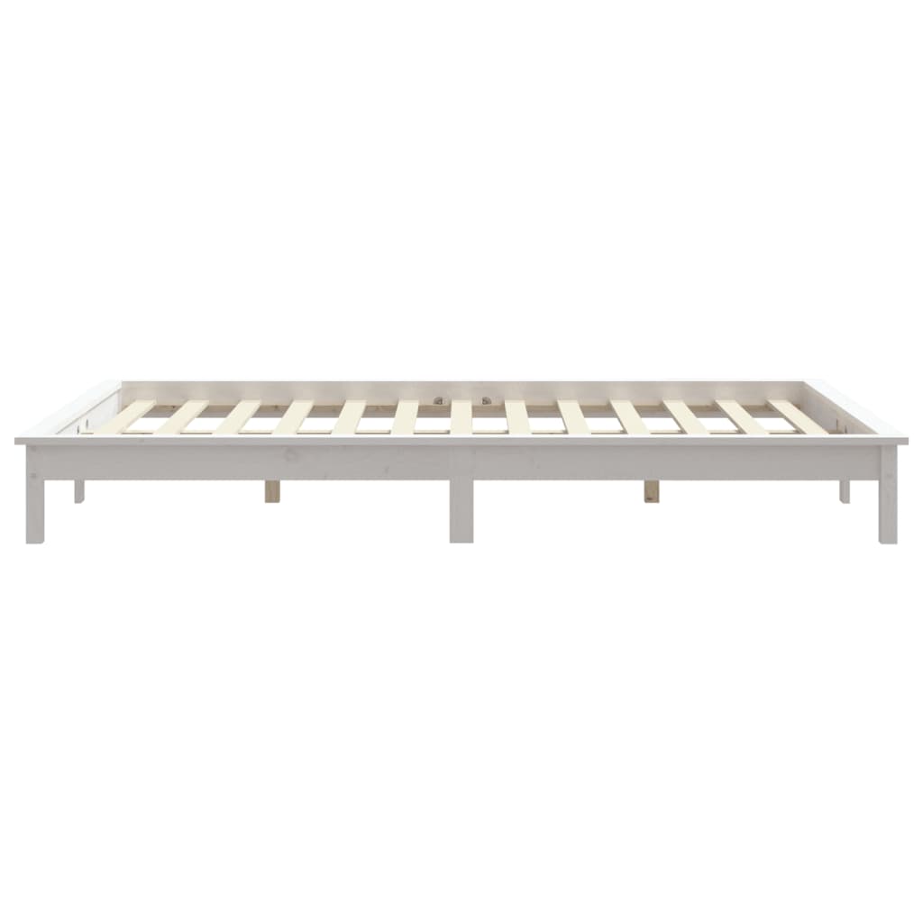 Estrutura de cama de casal 135x190 cm pinho maciço branco