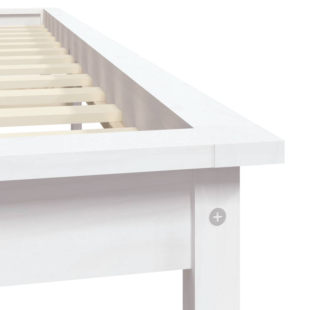 Estrutura de cama de casal 135x190 cm pinho maciço branco