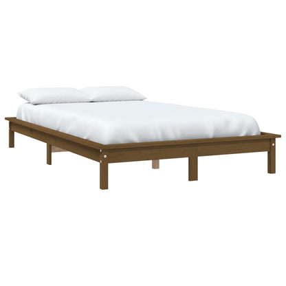 Estrutura de cama de casal 135x190 cm pinho maciço castanho mel