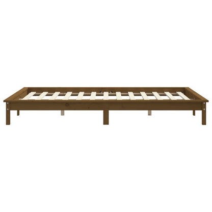 Estrutura de cama de casal 135x190 cm pinho maciço castanho mel