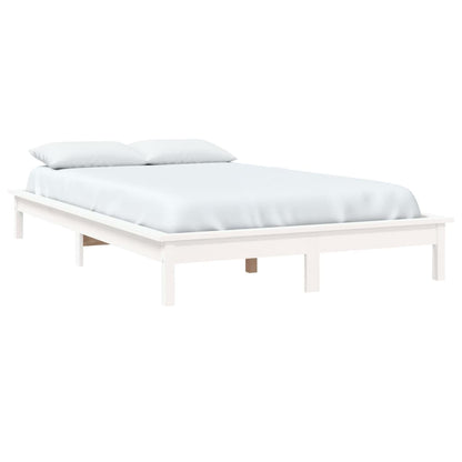 Estrutura de cama 140x190 cm madeira de pinho maciça branco