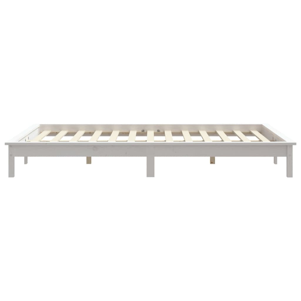 Estrutura de cama 140x190 cm madeira de pinho maciça branco