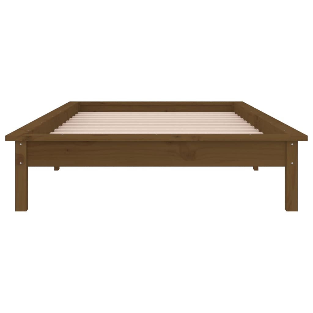 Estrutura de cama c/ luzes LED 90x200 cm madeira castanho mel