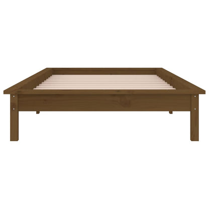 Estrutura de cama c/ luzes LED 90x200 cm madeira castanho mel