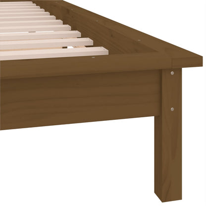 Estrutura de cama c/ luzes LED 90x200 cm madeira castanho mel