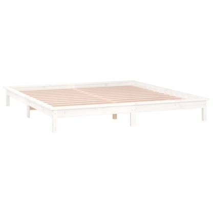 Estrutura de cama com luzes LED 120x200cm madeira maciça branco