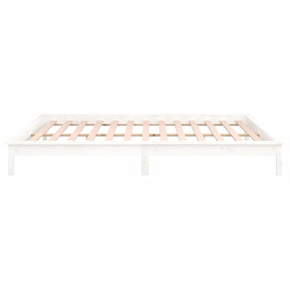 Estrutura de cama com luzes LED 120x200cm madeira maciça branco