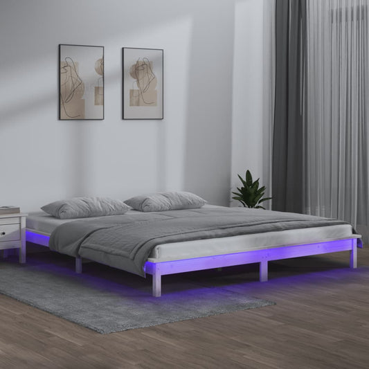 Estrutura cama king size c/ LEDs 150x200cm 5FT madeira maciça