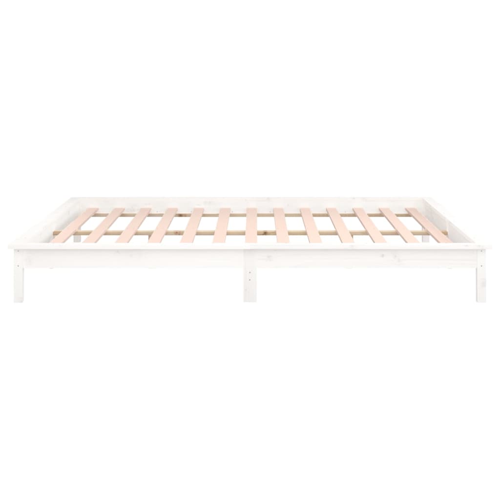 Estrutura de cama c/ LEDs 160x200 cm madeira maciça branco