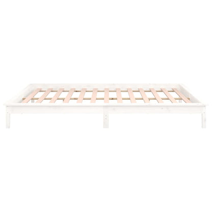 Estrutura de cama c/ LEDs 160x200 cm madeira maciça branco