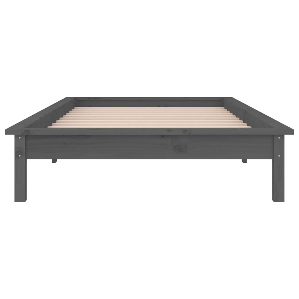 Estrutura cama c/ LED solteiro 75x190cm madeira maciça cinzento