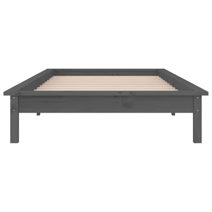 Estrutura cama c/ LED solteiro 75x190cm madeira maciça cinzento