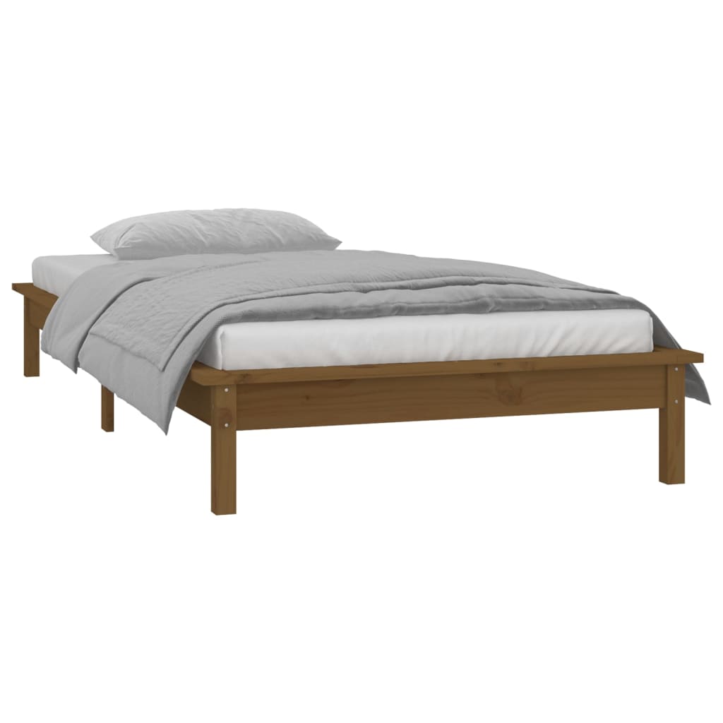 Estrutura cama +LEDs pequena solteiro 75x190cm madeira castanho