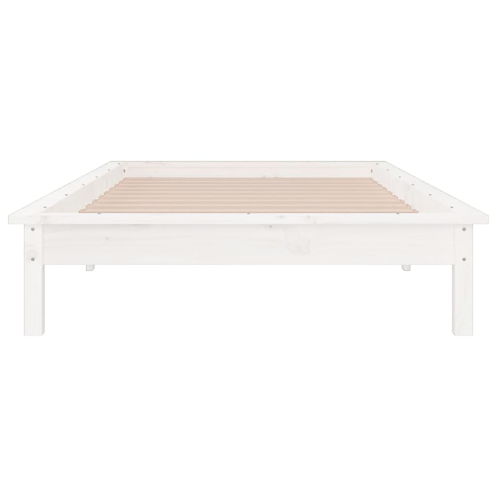 Estrutura cama c/ LED solteiro 90x190 cm madeira maciça branco