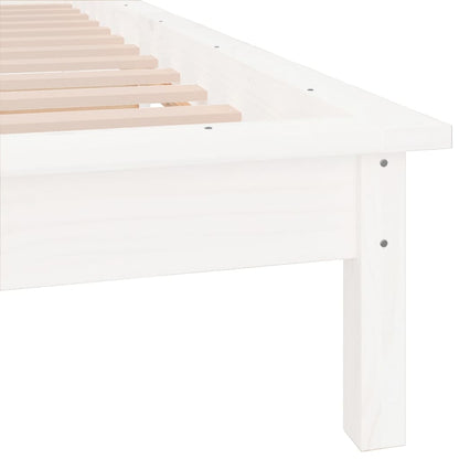 Estrutura cama c/ LED solteiro 90x190 cm madeira maciça branco