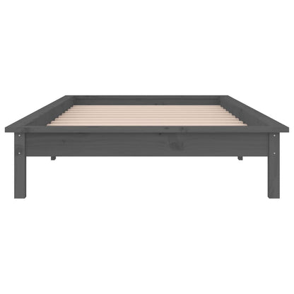 Estrutura cama c/ LED solteiro 90x190cm madeira maciça cinzento