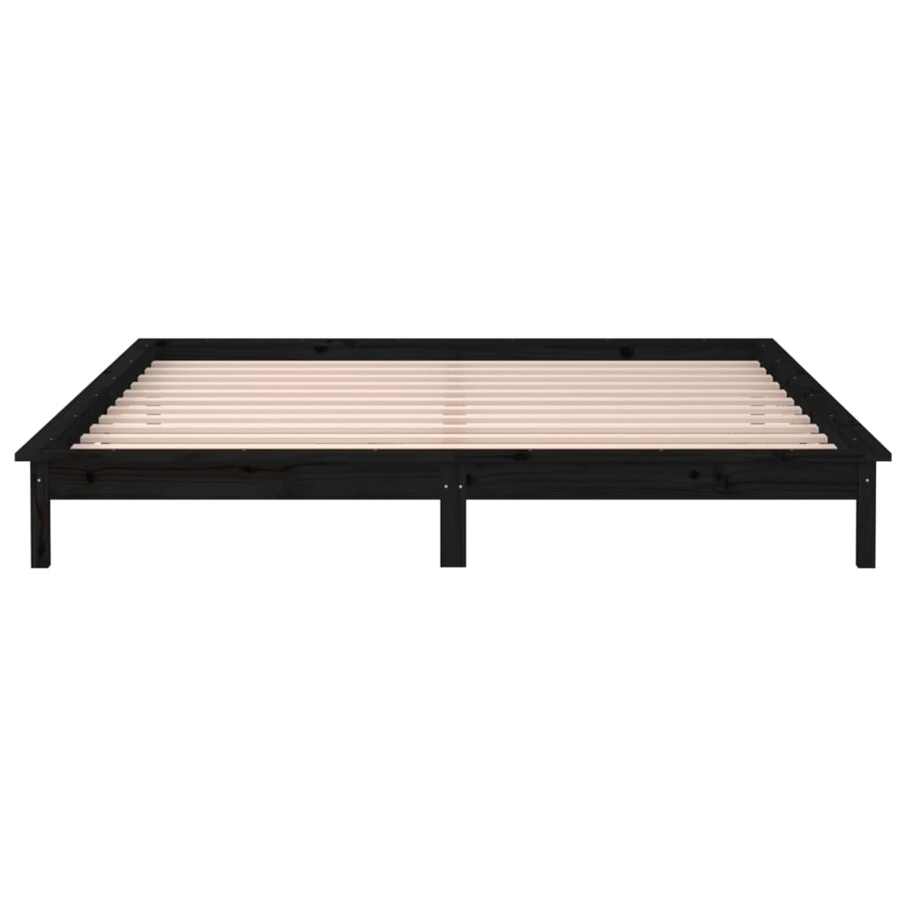 Estrutura cama c/ LED pequena casal 120x190 cm pinho preto