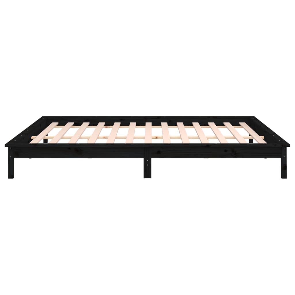 Estrutura cama c/ LED pequena casal 120x190 cm pinho preto