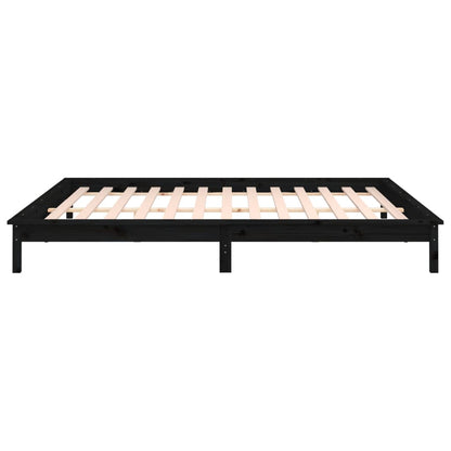 Estrutura cama c/ LED pequena casal 120x190 cm pinho preto