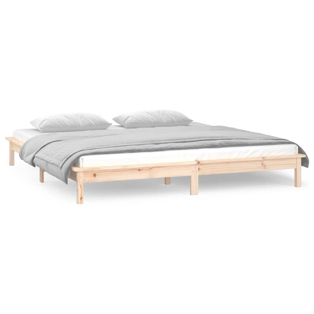 Estrutura de cama c/ LED casal 135x190 cm 4FT6 madeira maciça